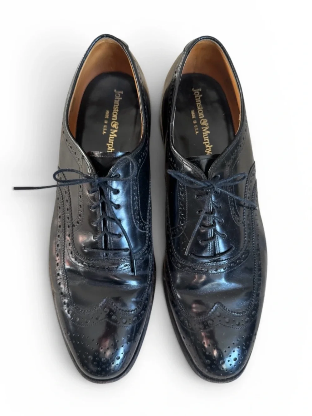 Johnson & Murphy Black Leather Wingtip Oxford Dress Shoes USA Men’s 10